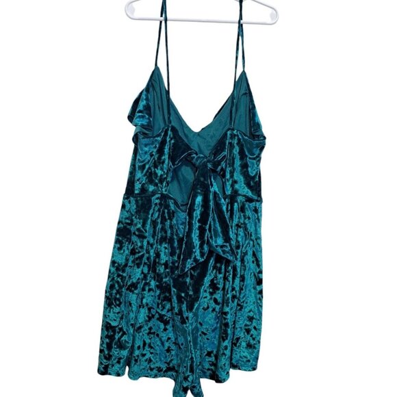 2 Velvet Rompers Urban Outfitters Silence Noise V-Neck Medium Tan Teal 90s Women - Picture 10 of 14